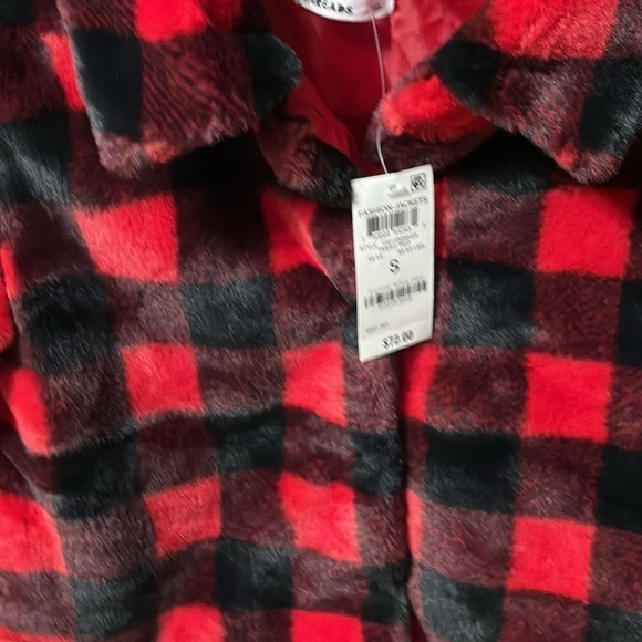 Epic Threads Toddler or Girls RED BUFFALO CHECK Faux Fur Jacket - Picture 2 of 10